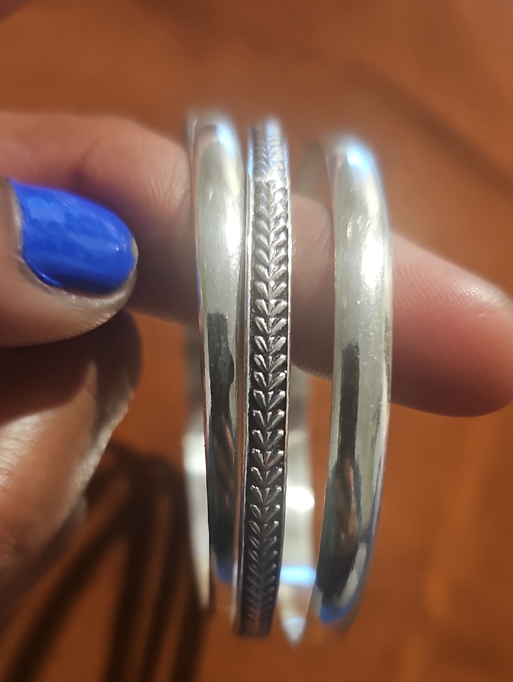 925 Sterling Silver Banles Set Of Three Ladies Size 8 New And Hav'nt Been Worn